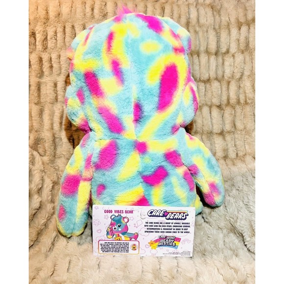 Care Bears Good Vibes Bear Jumbo Plush 24” Tie Die Rainbow Stuffed Animal - New - Picture 8 of 9